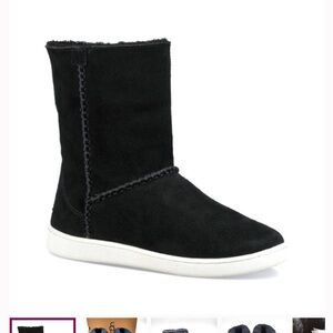 UGG Black Suede Mid-Calf Boot with White Rubber Sole